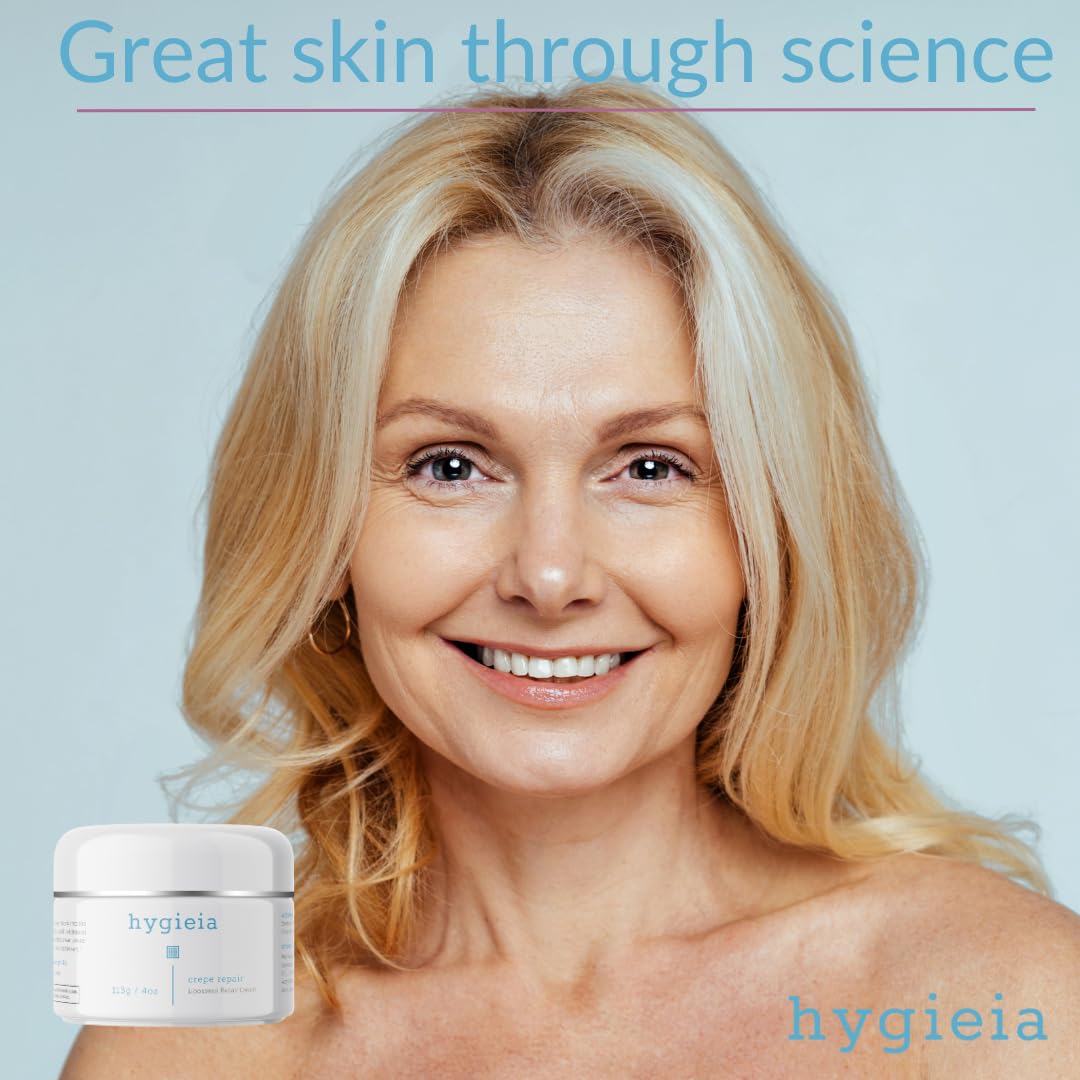 Hygieia + Crepey Skin Liposomal Repair Cream – Anti-Aging Lotion for Arms, Neck & Body – Retinol, Hyaluronic Acid & Idebenone – Firming, Wrinkle & Loose Skin Corrector, 4oz