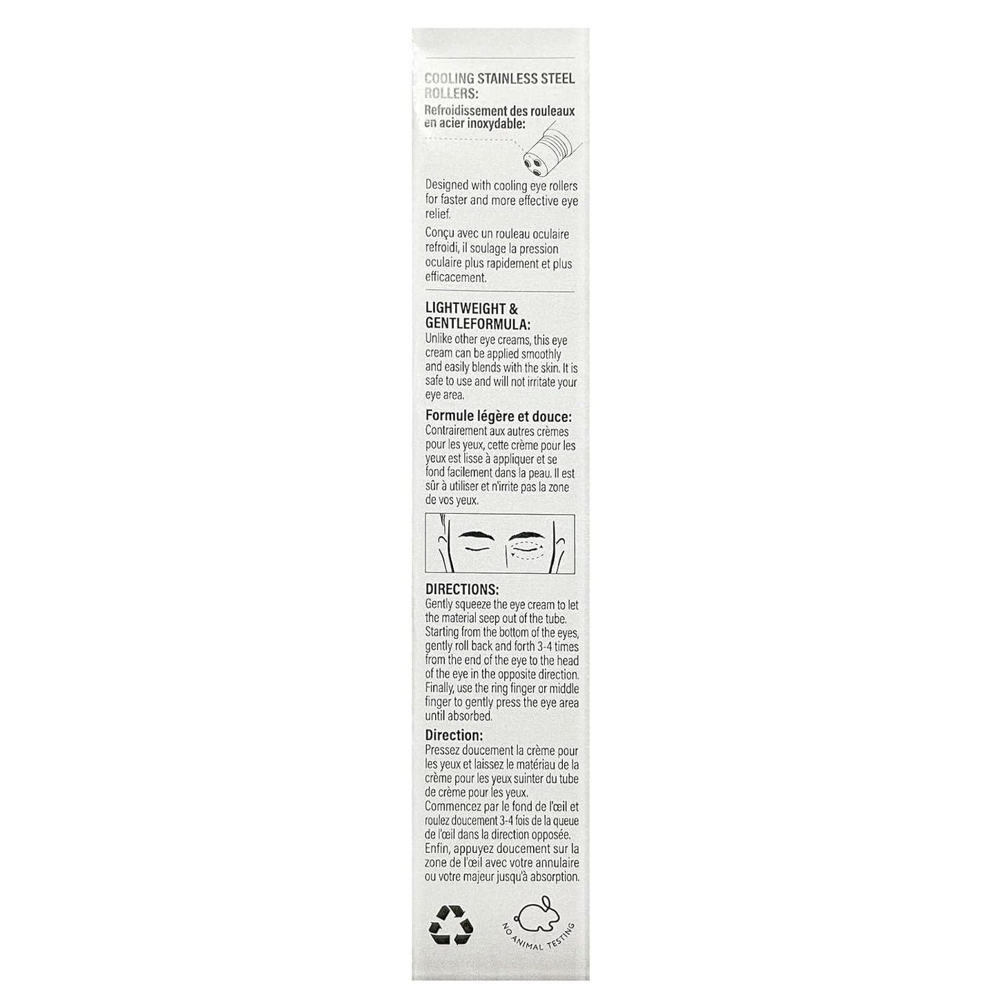 Caffeine Eye Cream and Under Eye Roller for Dark Circles and Puffiness, Fine Lines, Under-Eyes Bags, Eye Serum with Vitamin C, Hyaluronic Acid, Eye Cream 20 ml