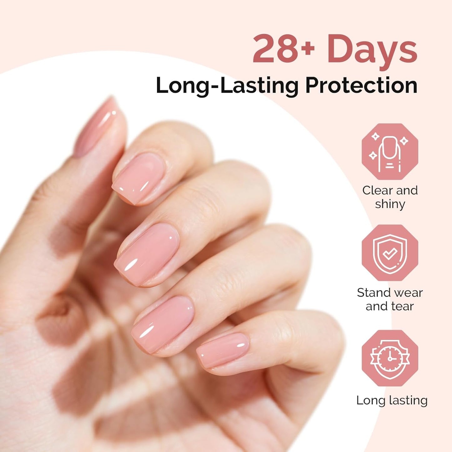 MelodySusie Top Coat No Wipe Glossy Long Lasting Shine Finish Soak Off UV LED Nail Lamp Nail Polish Art Design Manicure Kit Perfect Gifts for Women Girls 1 Pcs 15ml Clear