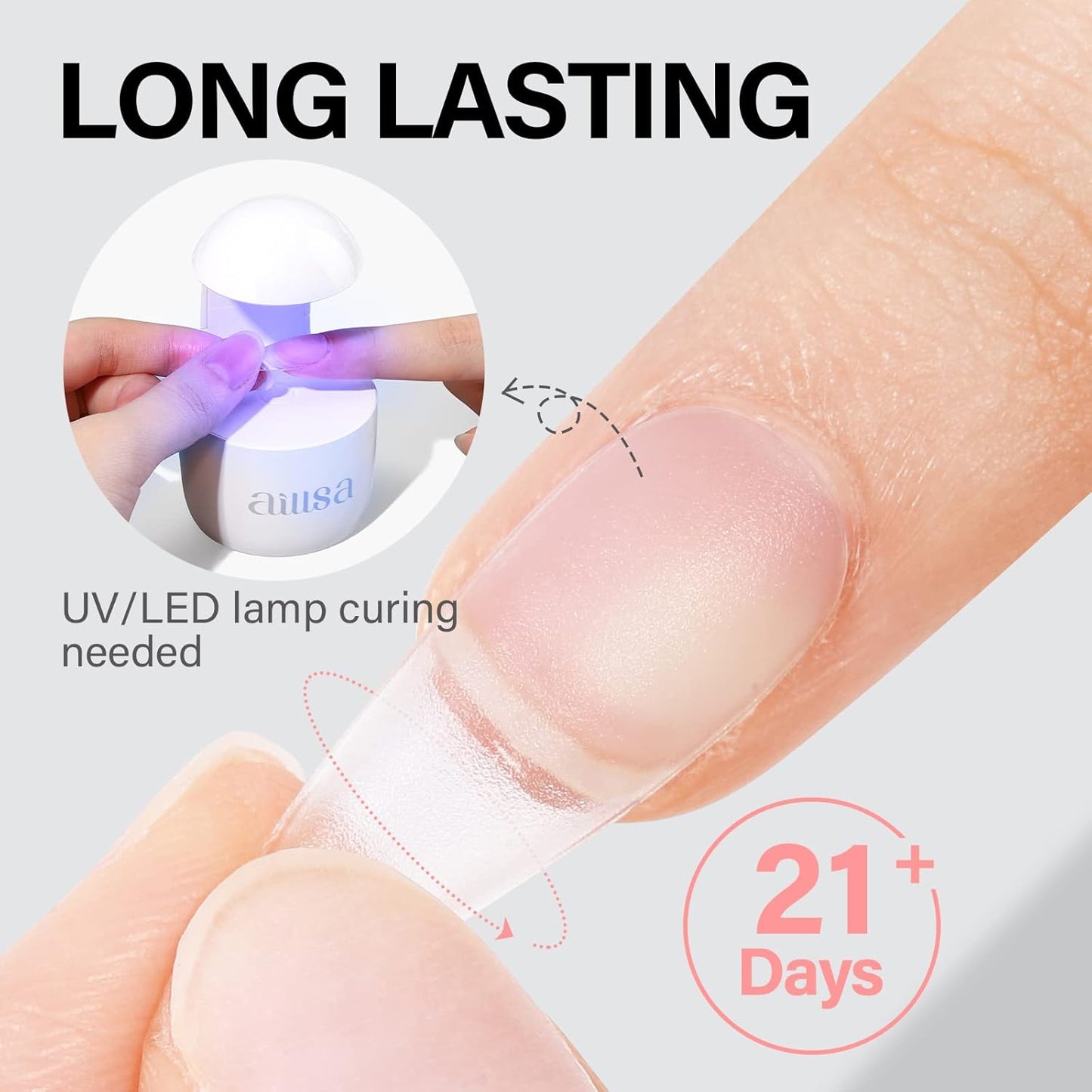 AILLSA Gel Nail Glue for Acrylic Nails, 4 in 1 Super Strong Nails Gel Glue for Fake Nail Tips,15ML High Capacity Long Lasting Brush On Nail Glues for Rhinestone Pearl Foil, (U V Lamp Curing Needed)