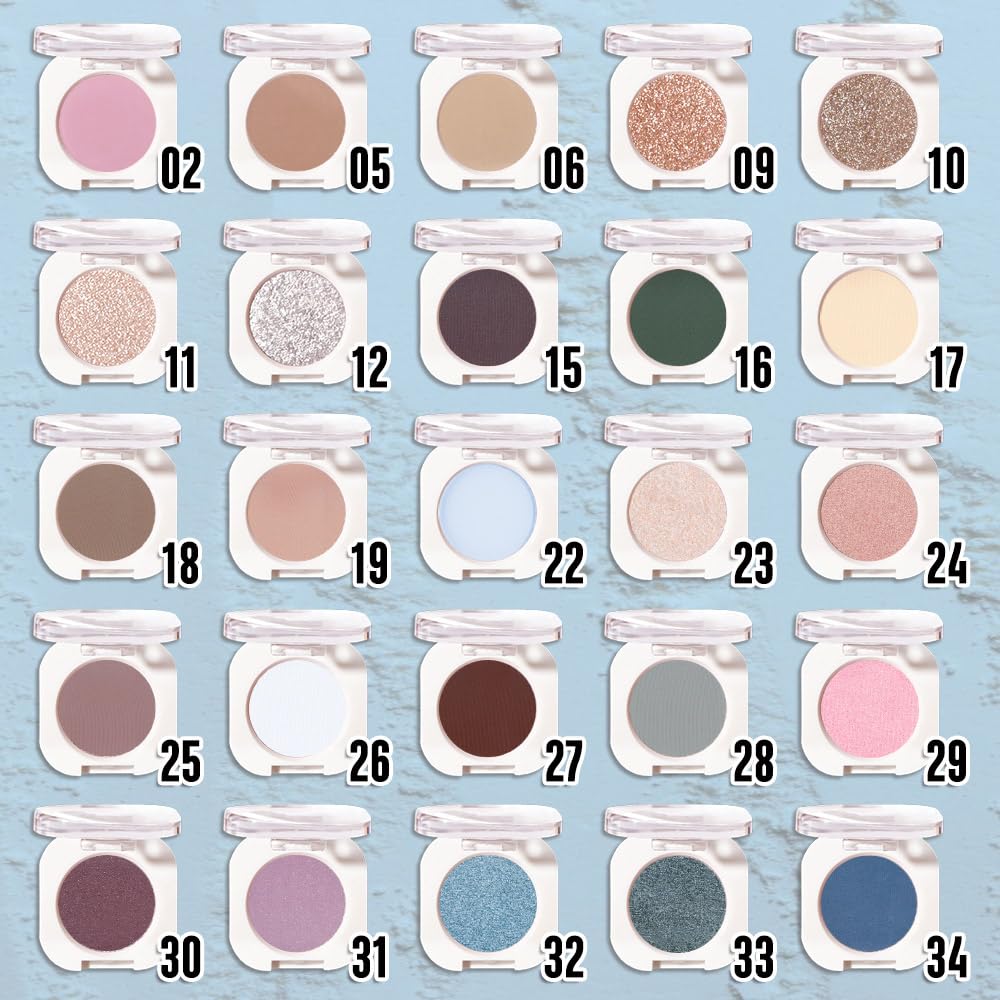 Light Blue Matte Eyeshadow Palette for Women, Single Monochrome Eye Shadow Makeup, Shiny Pressed Powder, Blendable Natural sombras para ojos, Holographic,Vegan,Travel -22