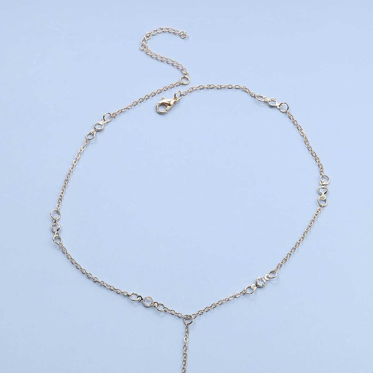 Boho Crystal Y Necklace Gold Moonstone Y Lariat Necklace Minimalist Pendant Chain Necklace Jewelry for Women