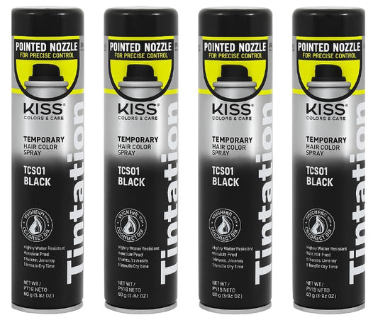Tintation Temporary Hair Color Spray, Black, 2.82 oz (Pack of 4)