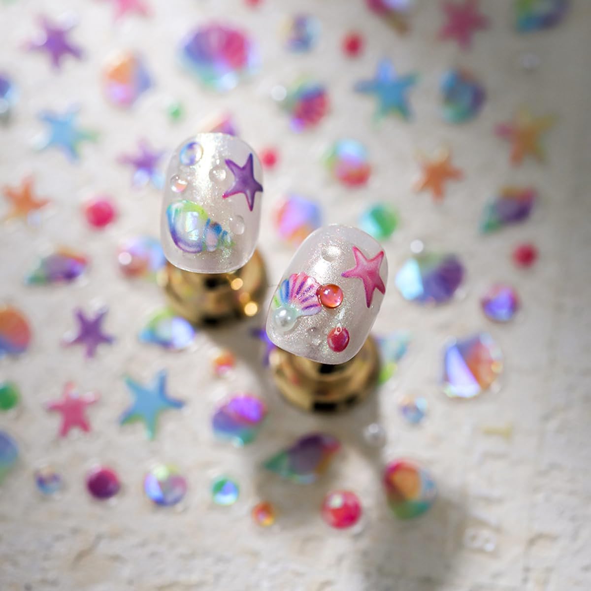 Beach Nail Stickers for Nail Art Summer Seashell Starfish Nail Decals Shell Light Ocean Stickers for Nails Designs Self Adhesive Nail Art Supplies & Decorations for Women Girls 1 Sheet