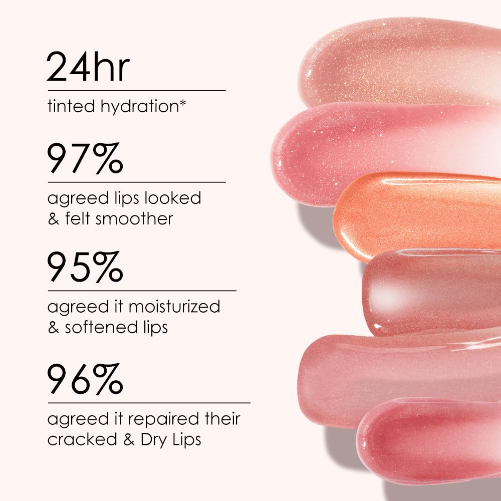 CATKIN Tinted Lip Balm Glitter Lip Stain Ultra Hydrating Lip Moistrurizer Chapstick with Vitamin E Nourishing For Cracked & Dry Lips 0.12 oz C10 Venus - Peach Pink