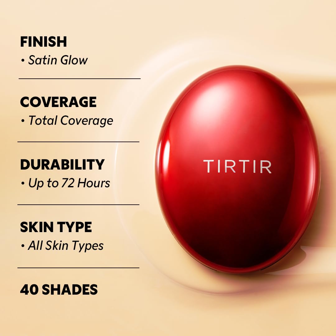 [*Mini Size*] TIRTIR Mask Fit Red Cushion Foundation | Full coverage, Weightless, Skin fit, Satin Glow Finish, Korean Makeup, beauty, Tattoo cover up, Buildable (#33N Macchiato, 0.15 Fl Oz)
