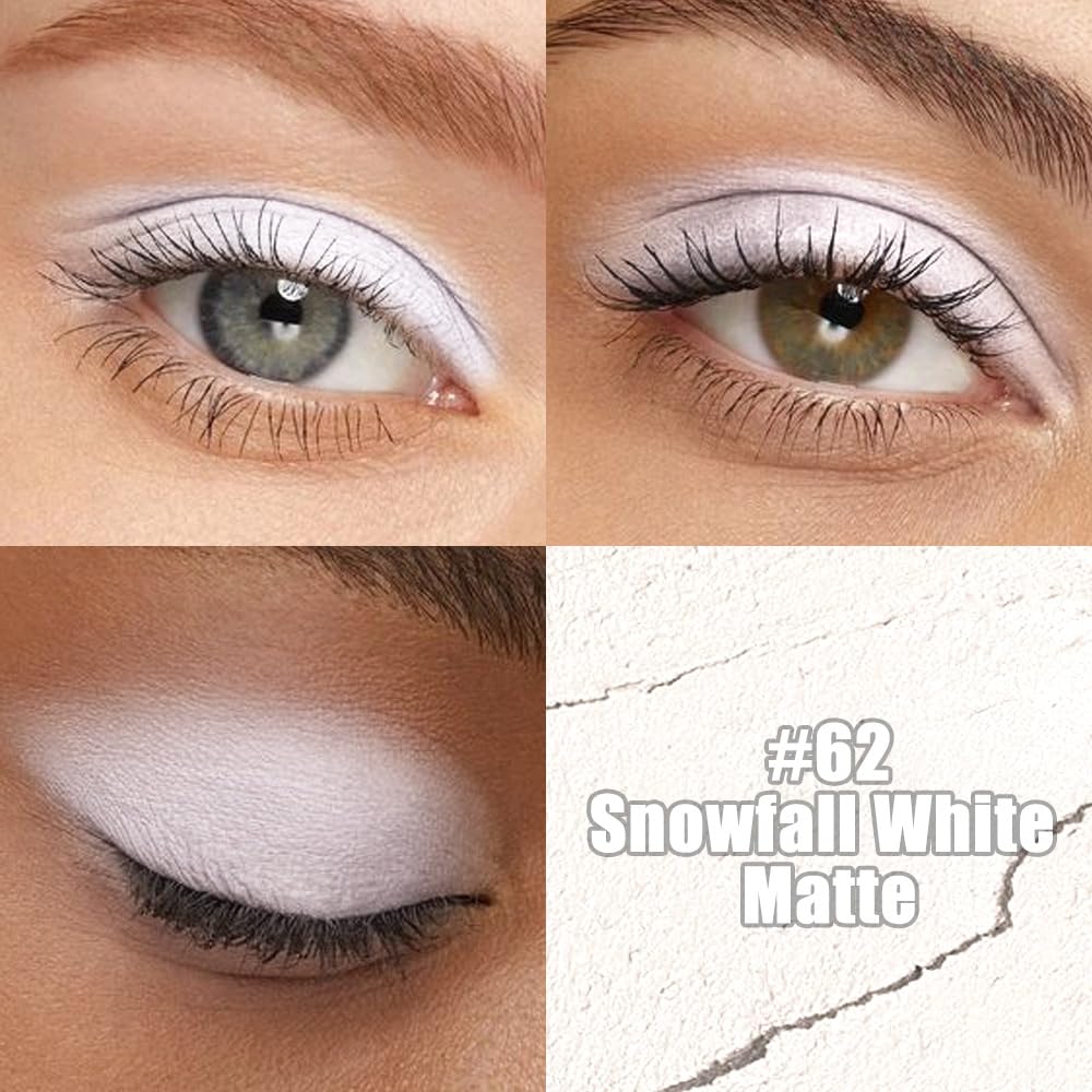 evpct White Matte Cream Eye Shadow Sticks Brightener Pencils for Women, Smoky White Silky Eyeshadow Applicator Stick Pen Waterproof, Blendable Crease-Proof Stick Eyeshadow Matte Eye Makeup 62
