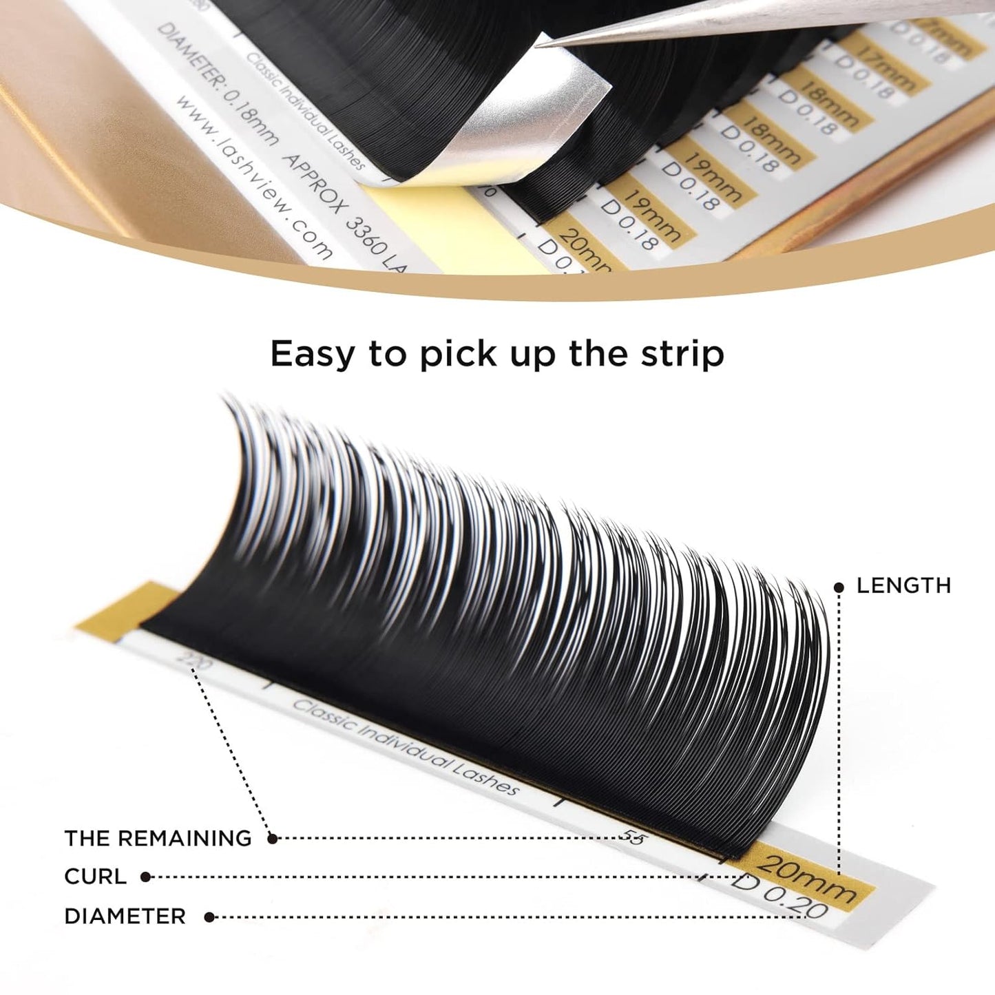 LASHVIEW Eyelash Extensions, Individual Lashes, Premium Classic Lashes, 0.15 D Curl Thickness 15mm, Natural Semi Permanent Eyelashes, Soft Application-friendly, Black