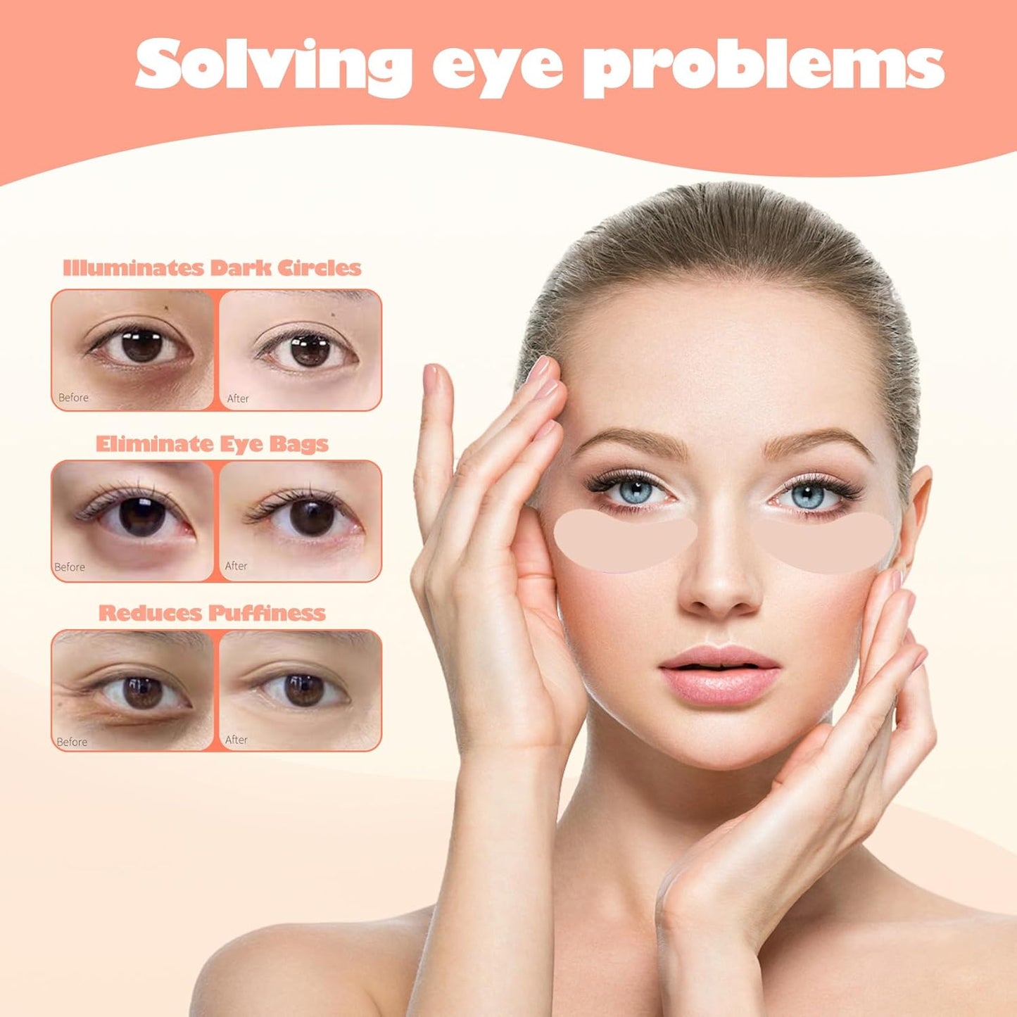 Reusable Eye Patches, Silicone Under Eye Patches, Eye Wrinkle Patches, Under Eye Mask for Reduce Eye Wrinkle and Fine Lines Skin Care- Eye Cream Applicator and Tin Case-4 Pairs