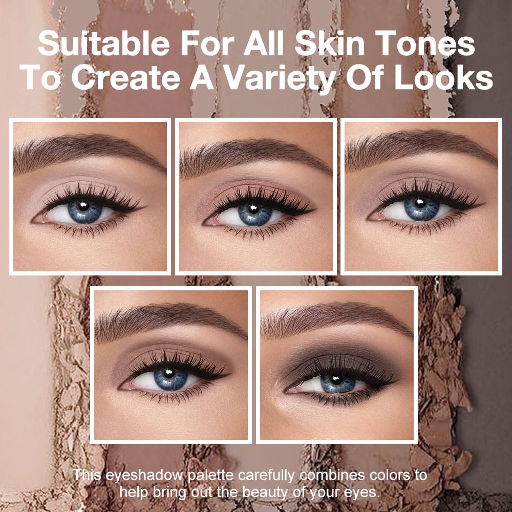 5 Color Eye Shadow Palette Makeup, Nude Coffee Brown Dark Brown Black, Velvety Matte Finish, Highly Pigmented Make up Eyeshadow Palette, Long Lasting Waterproof, Neutral Daily Eye Makeup 06#