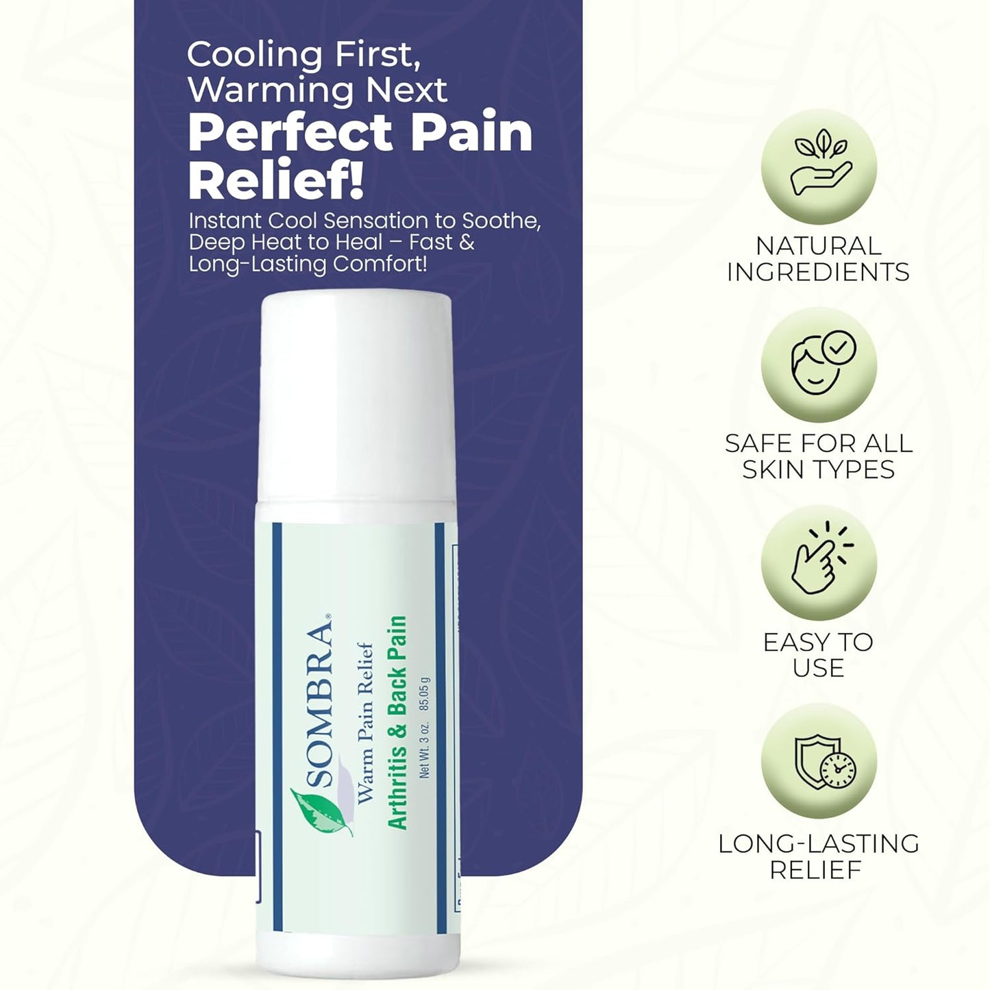 Sombra Warm Pain Relief Gel, Warm Relief for Arthritis and Chronic Pain Pre-Workout Muscle Rub Vegan Formula Free of Artificial Fragrances, Dyes, NSAIDs, Wax, Petrv