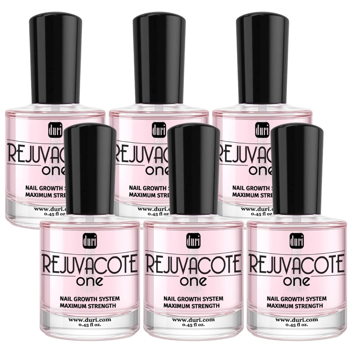 duri Rejuvacote 1 Original Maximum Strength Nail Growth System Base, Top Coat - Nails Hardening, Repair, Chipping, Strengthen, Breaking and Brittle Treatment (Pack of 6)