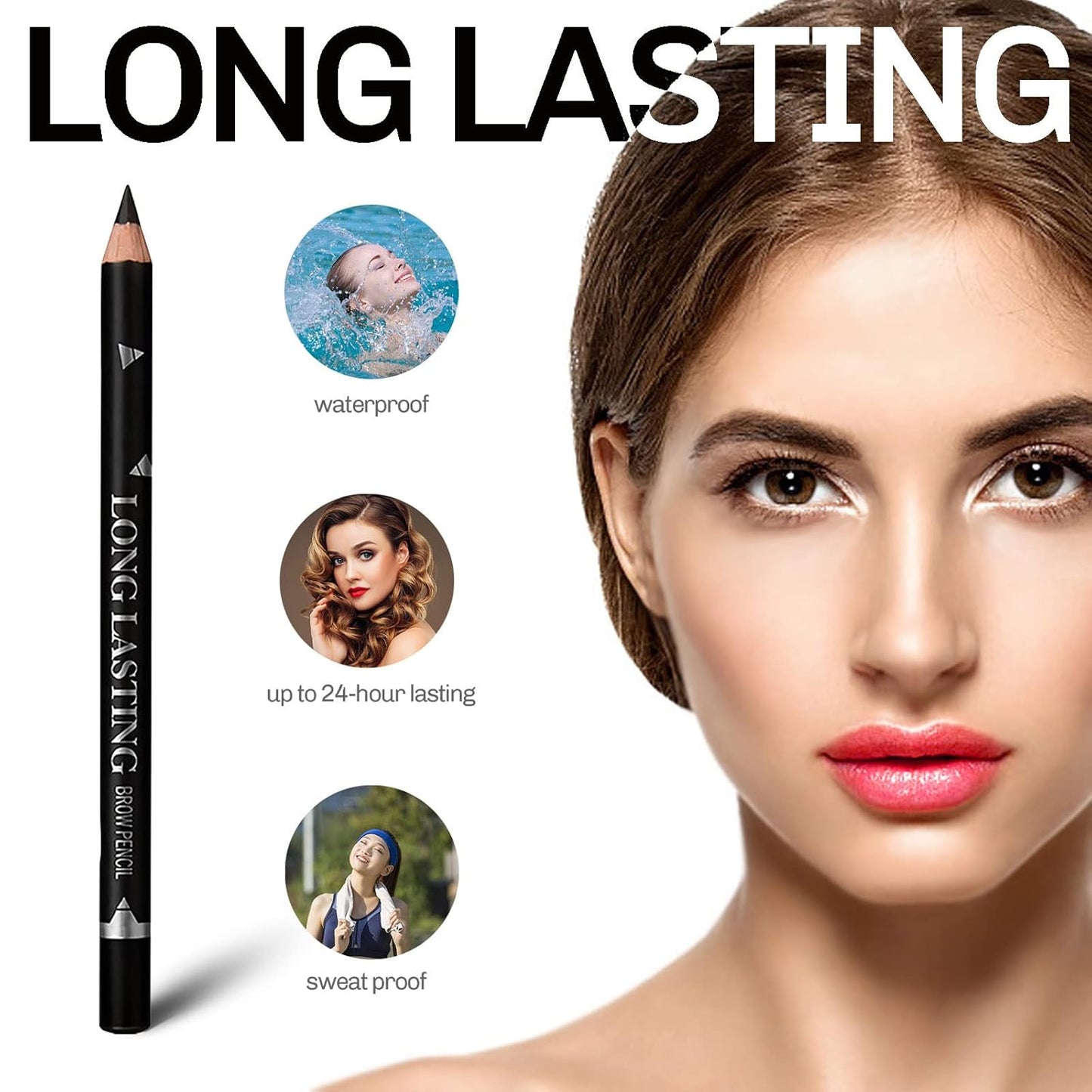 12 Pcs Black Eyebrow Pencil Eyeliner Set, Waterproof Eye Brow Pencil, Easy to Color, Long Lasting Eye Liner Gel Pen, Women Professional Eye-Makeup Pencil