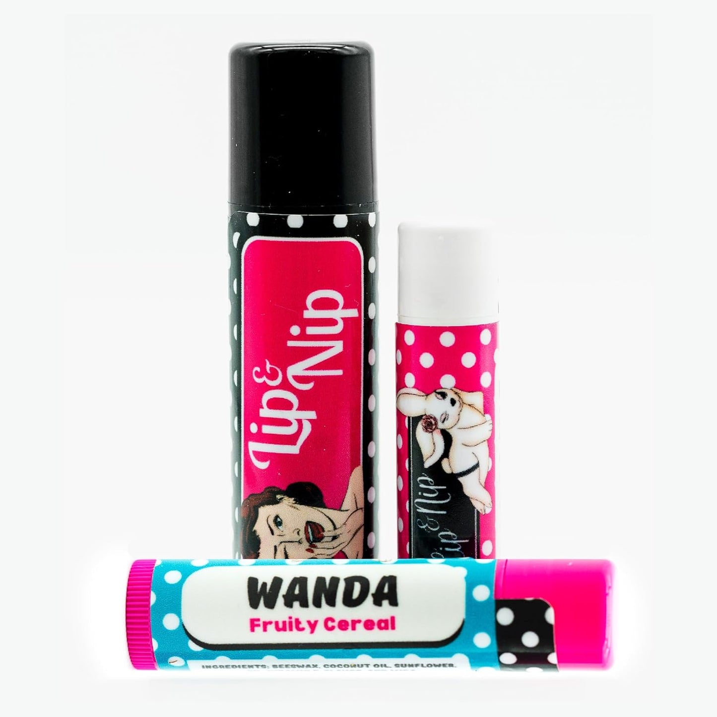 Fruity Cereal “Wanda” Flavored Balms | Flavored Hydrating Lip Balm, Nipple Balm, and Full Body Balm | Lip Balm & Moisturizer and Intimacy Enhancer - Pack of 3