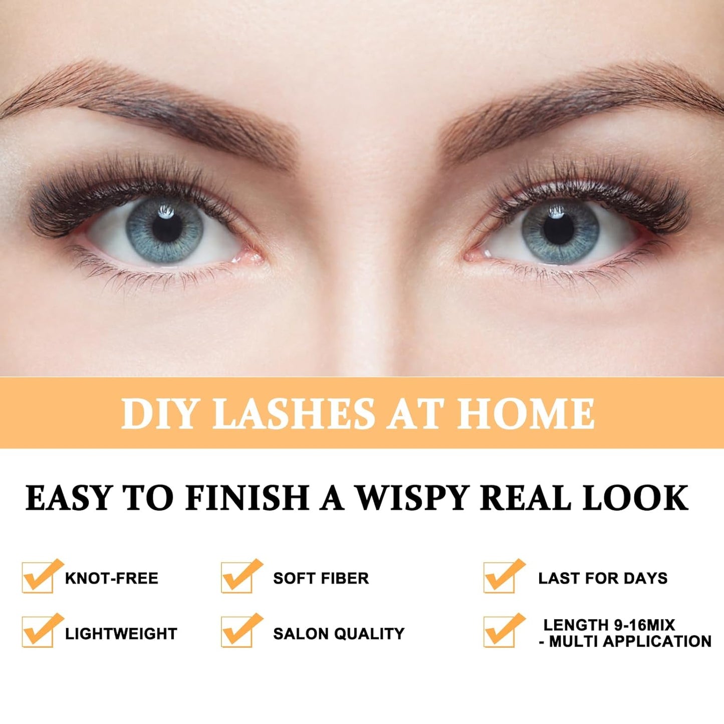 B&Qaugen Lash Clusters 30D-D-15 Individual Lashes 280 Clusters False Eyelash 10D 20D 30D 40D Lash Clusters Extensions Individual Lashes Cluster DIY Eyelash Extensions at Home (30D-D,15MM)