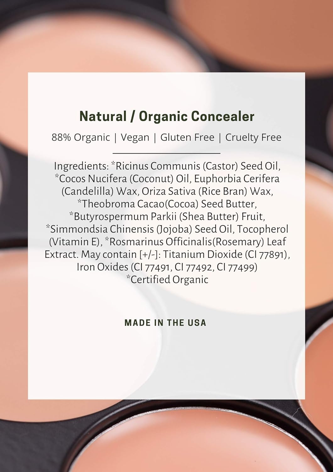 Mom's Secret 100% Natural Concealer, Organic, Vegan, Gluten Free, Cruelty Free, Made in the USA, 0.11 oz. (Erase 02)