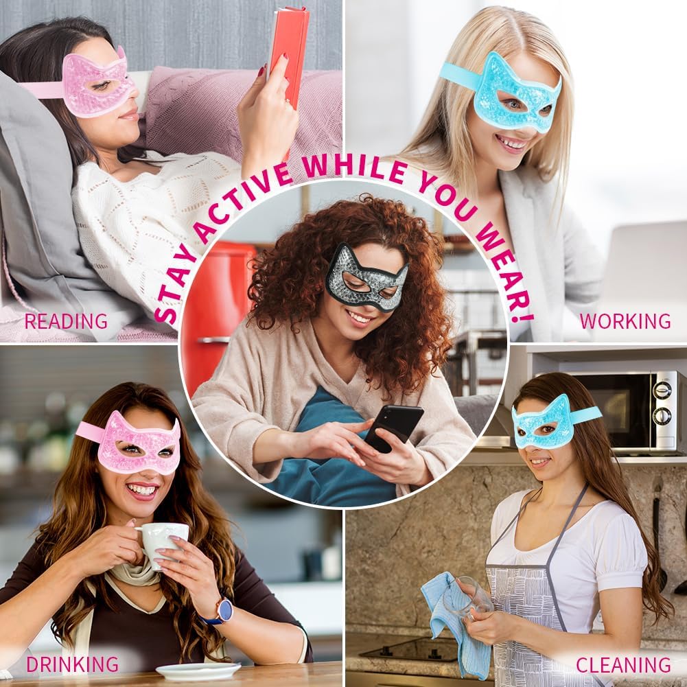 Cooling Eye Mask, Gel Eye Mask Hot Cold Use, Cold Eye Mask for Puffy Eyes, Dry Eyes, Headaches, Migraines, Sinus, Dark Circles (1 pink)
