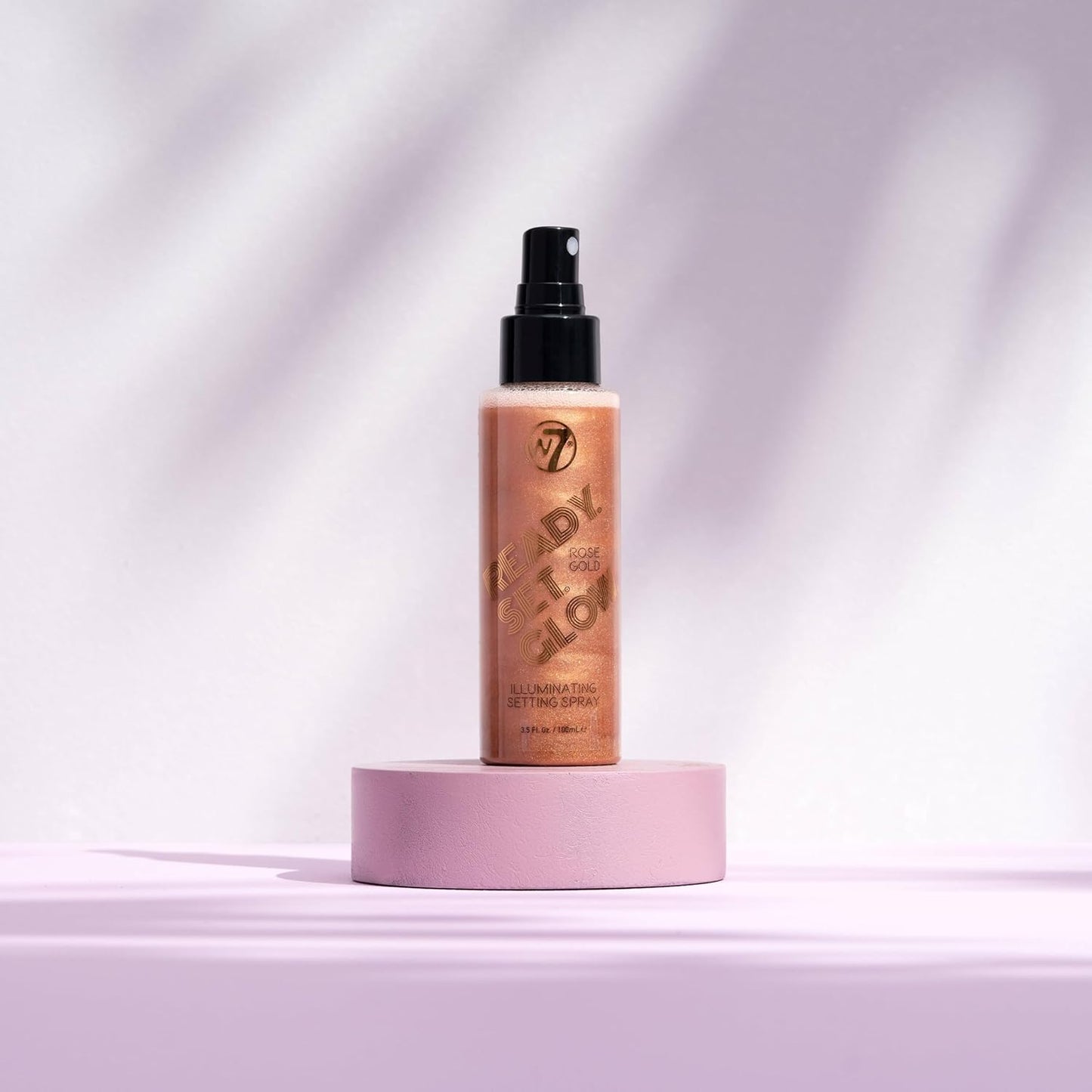W7 Ready Set Glow Trio - 3 Piece Set - Makeup Setting Spray - Shimmer Finish - Long-Lasting, Ultra-Fine Formula (Rose Gold, Gold & Holo)