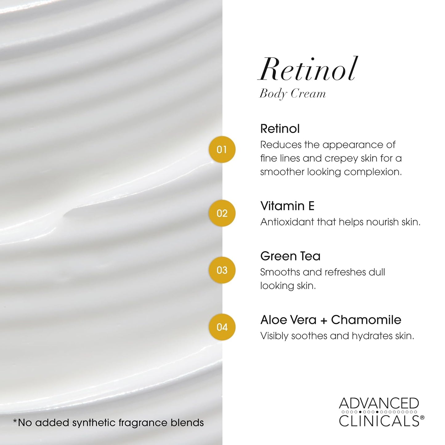 Advanced Clinicals Retinol Body Cream + Hyaluronic Acid Moisturizer 2pc Skincare Set | Face Cream & Body Lotion For Women & Men Helps Improve Appearance Of Crepey Skin, Dry Skin, & Wrinkles, 2pc