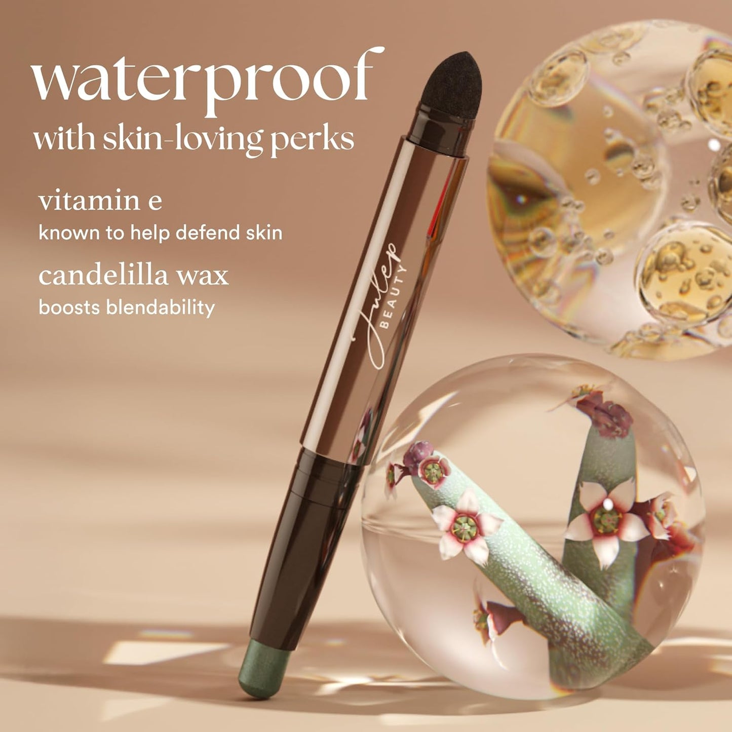 Julep Eyeshadow 101 Cream-to-Powder Waterproof Shadow Stick – Sand Shimmer – Long-Lasting, Crease-Proof, Champagne Toned Shimmer Cream Eyeshadow with Built-in Smudger