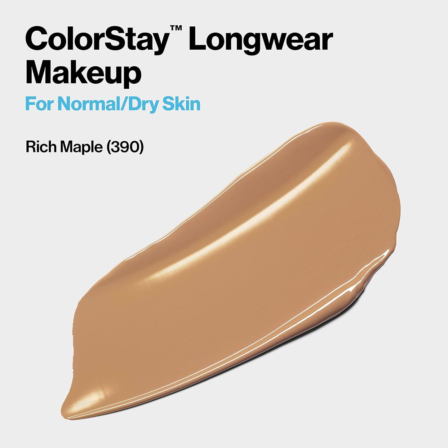 Revlon Liquid Foundation, ColorStay Face Makeup for Normal & Dry Skin, SPF 20, Longwear Medium-Full Coverage with Natural Finish, Oil Free, 390 Rich Maple, 1 Fl Oz