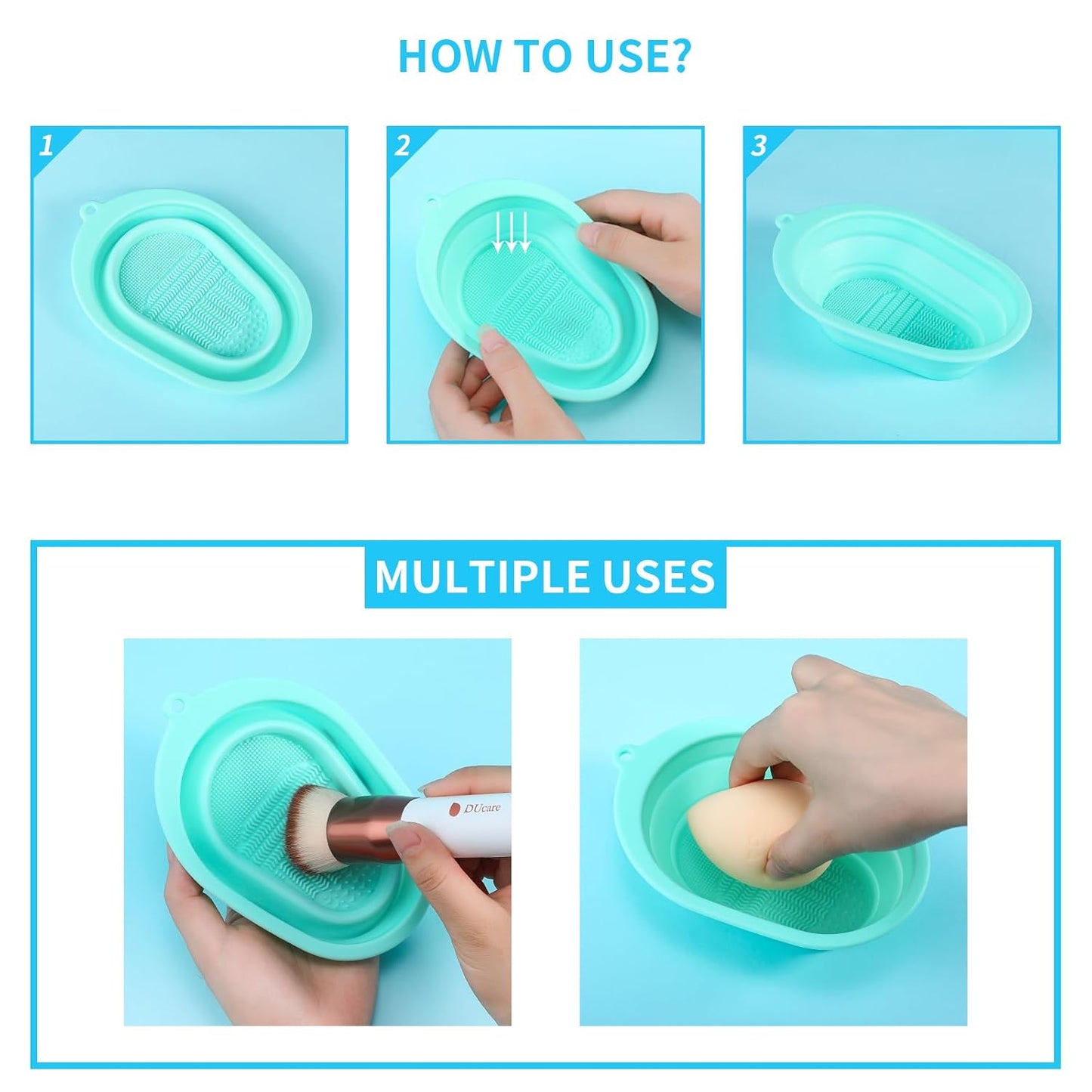 DUcare Makeup Brush Cleaner Shampoo Soap Solid Brush Cleaning Mat Removes Cosmetic Color Brush Cleaner Pad for Cleaning Makeup Sponges Brushes