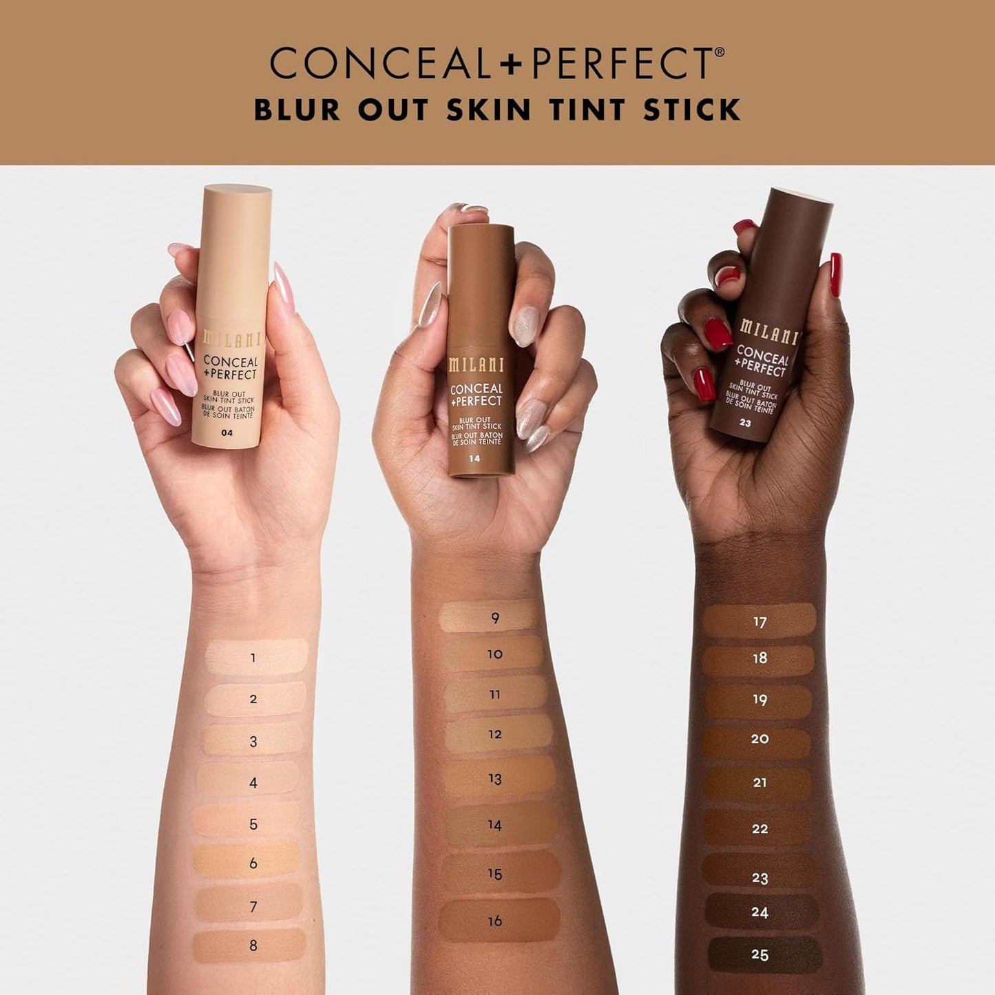 Milani Conceal + Perfect - Skin Tint Stick, Blur Out Tinted Moisturizer Makeup, Shade 025