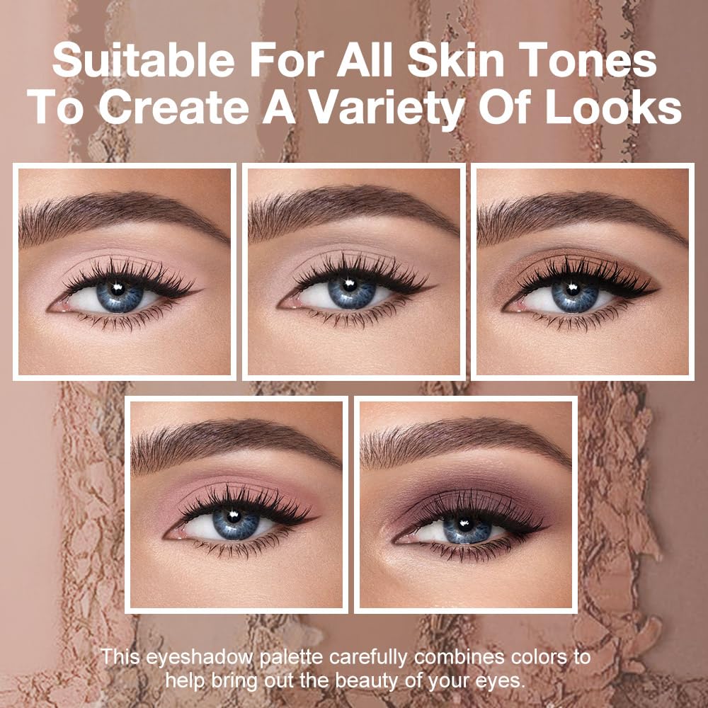 5 Colors Matte Eyeshadow Makeup Palette,Nude Pink Light Dark Brown Natural Neutral Eye Shadow Palette,Long Lasting Waterproof Naturing-Looking Women Girls Eye Shadow