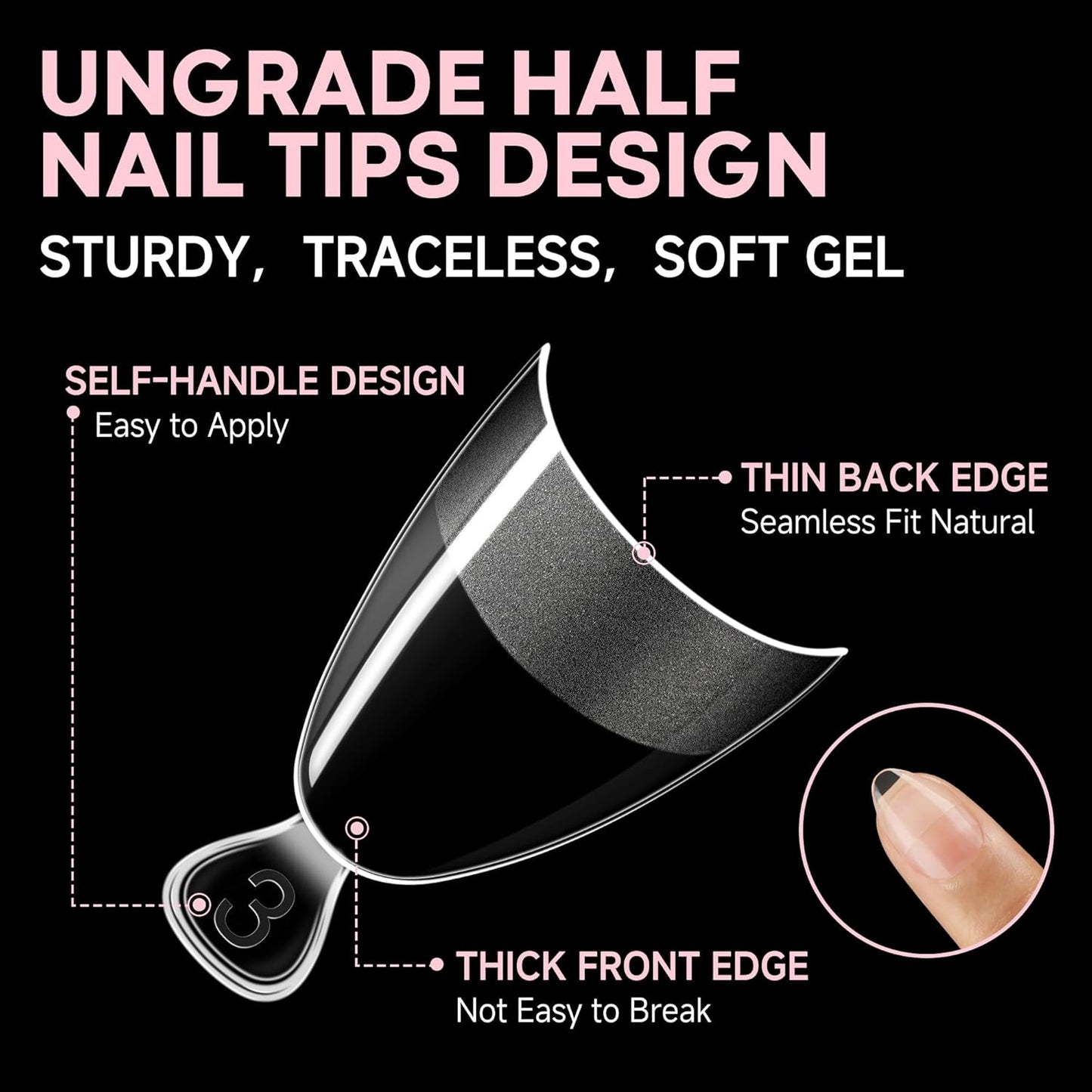 UNA GELLA Almond Shape Nail Tips Short: 504pcs Half Cover Almond Gel Nails Tips Matte Clear Fake Nails Self-handle for Nail Extension DIY Nail Salon for Her, 12Sizes