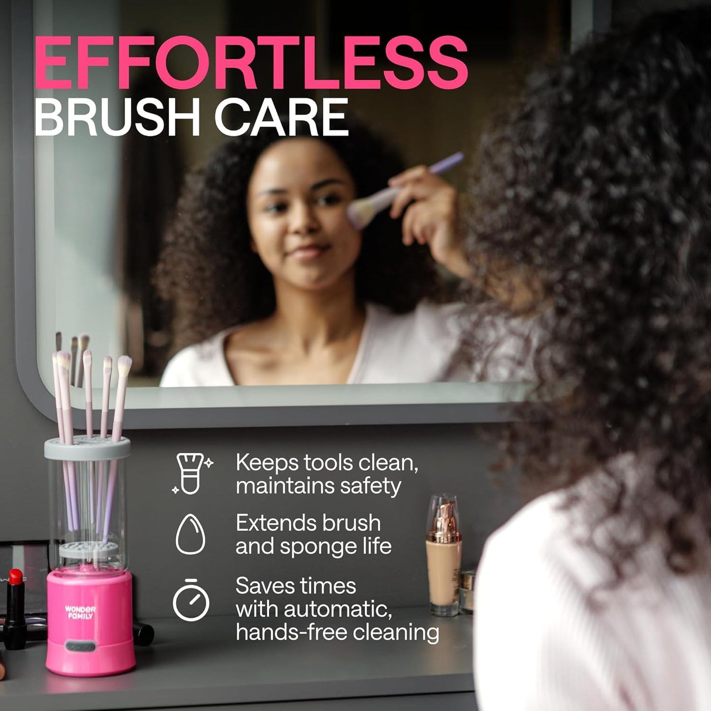 Premium Electric Makeup Brush Cleaner Machine 3-in-1 – Automatic Washer & Dryer for Makeup Brushes, Sponges & Beauty Tools – With Holder Stand