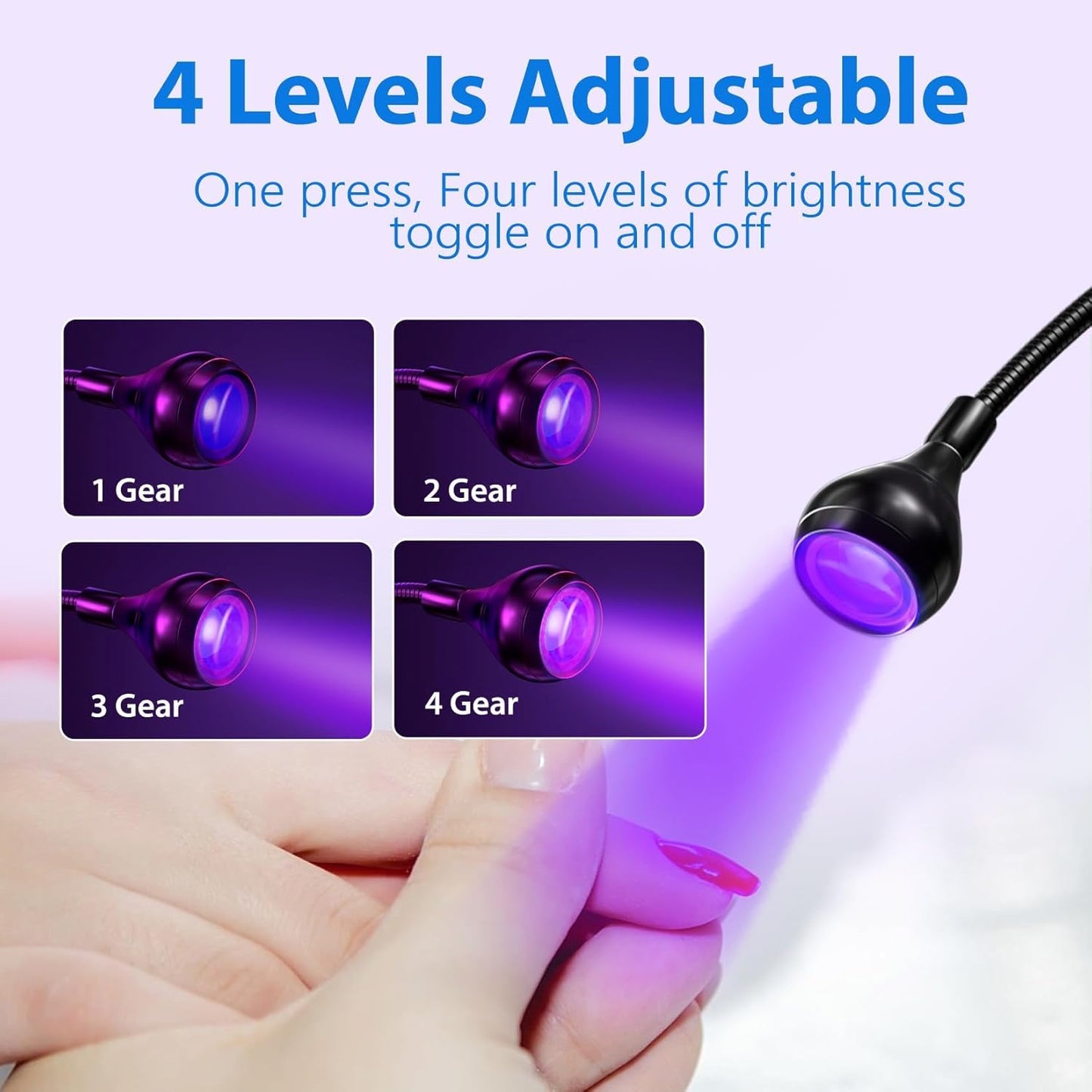 AORAEM LED Nail Lamps 3W Flexible Gooseneck Lamp Quicky Dry Double-Headed Nail Manicure Dryer Gel Polish Curing Light Plug Play Portable Flash Cure Light for Gel Nails Home DIY Professional Nail Tools