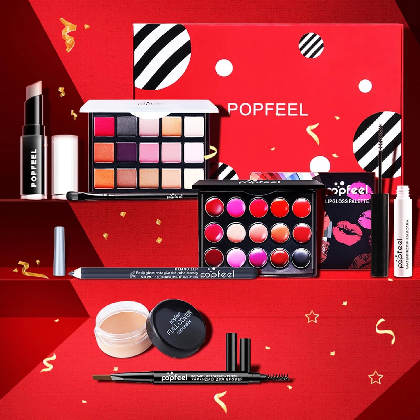 All in One Professional Makeup Kit for Women Girls Holiday Makeup Gift Sets Xmas Essential Bundle Include Eyeshadow Palette Lipstick Blush Concealer Eyeliner Mascara Brush Eyebrow Pencil