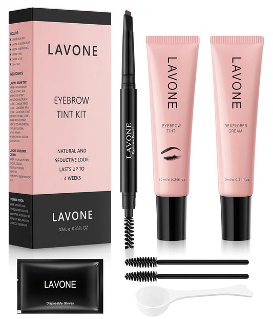 Eyebrow Color Kit with Brow Color & Eyebrow Pencil, 2-in-1 Natural Effects Eyebrow Makeup Set, Easy & Safe to Use 10ml - Soft Brown