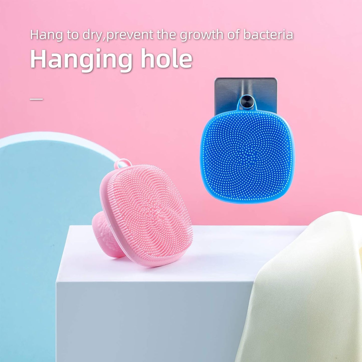 VWMYQ 2 Pack Silicone Face Scrubber for Men and Women Facial Cleansing Brush Silicone Face Wash Brush Manual Waterproof Cleansing Skin Care Face Brushes for Cleansing and Exfoliating (Blue_Pink)