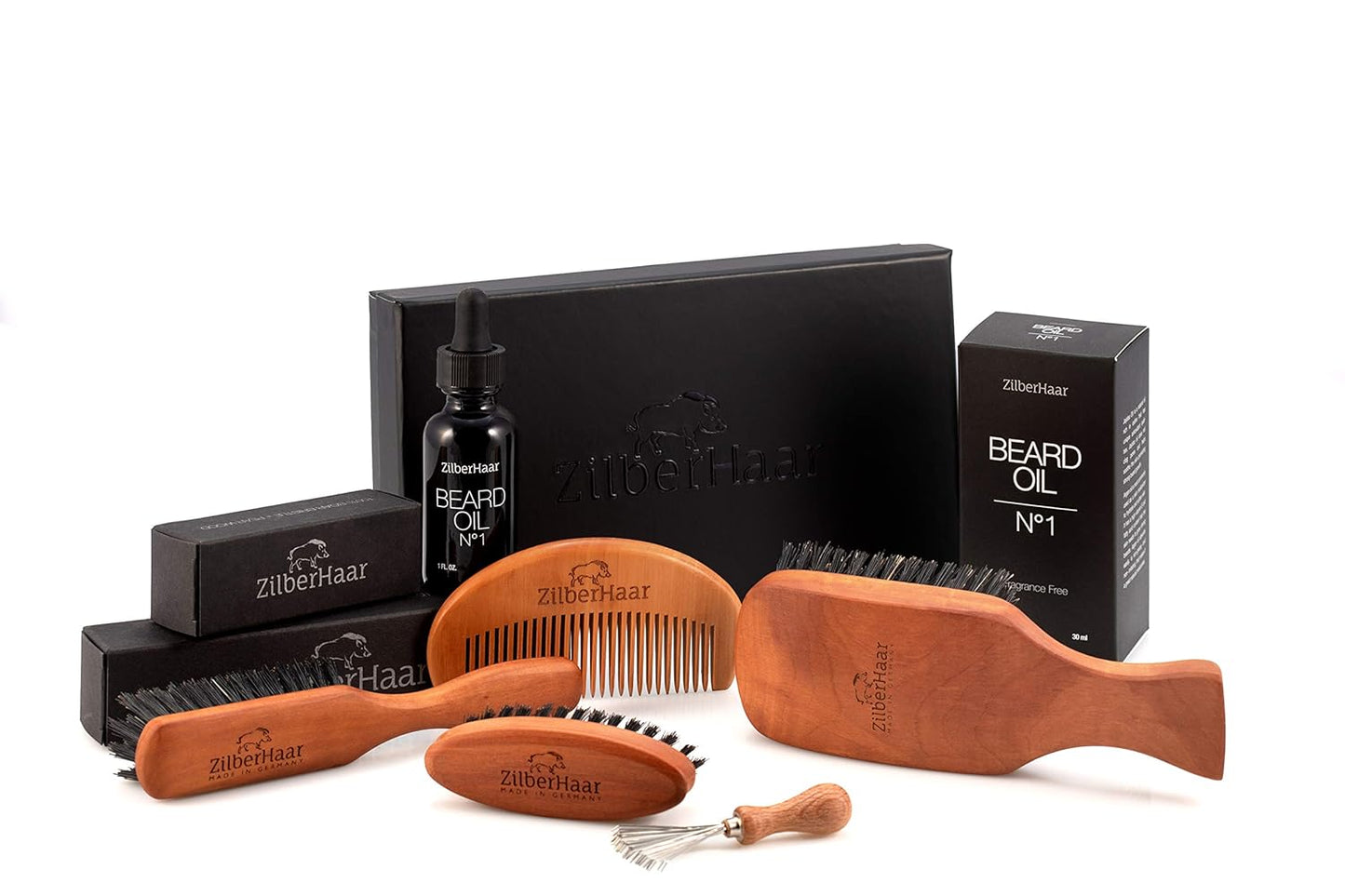 ZilberHaar Major – Men's Hair and Beard Brush – Soft Boar Bristles – Massages and Exfoliates Skin and Scalp – Ideal Men's Grooming Accessory – Made in Europe