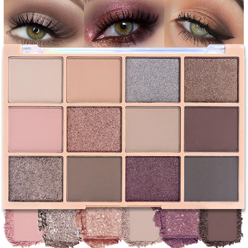 SUAKE Neutral Smokey Eye Shadow Palette,Nude Silver Gray Cream Eyeshadow Palette,Make Up Pallets for Women, Highly Pigmented Long Lasting Naturing-Looking,Blendable,Vegan