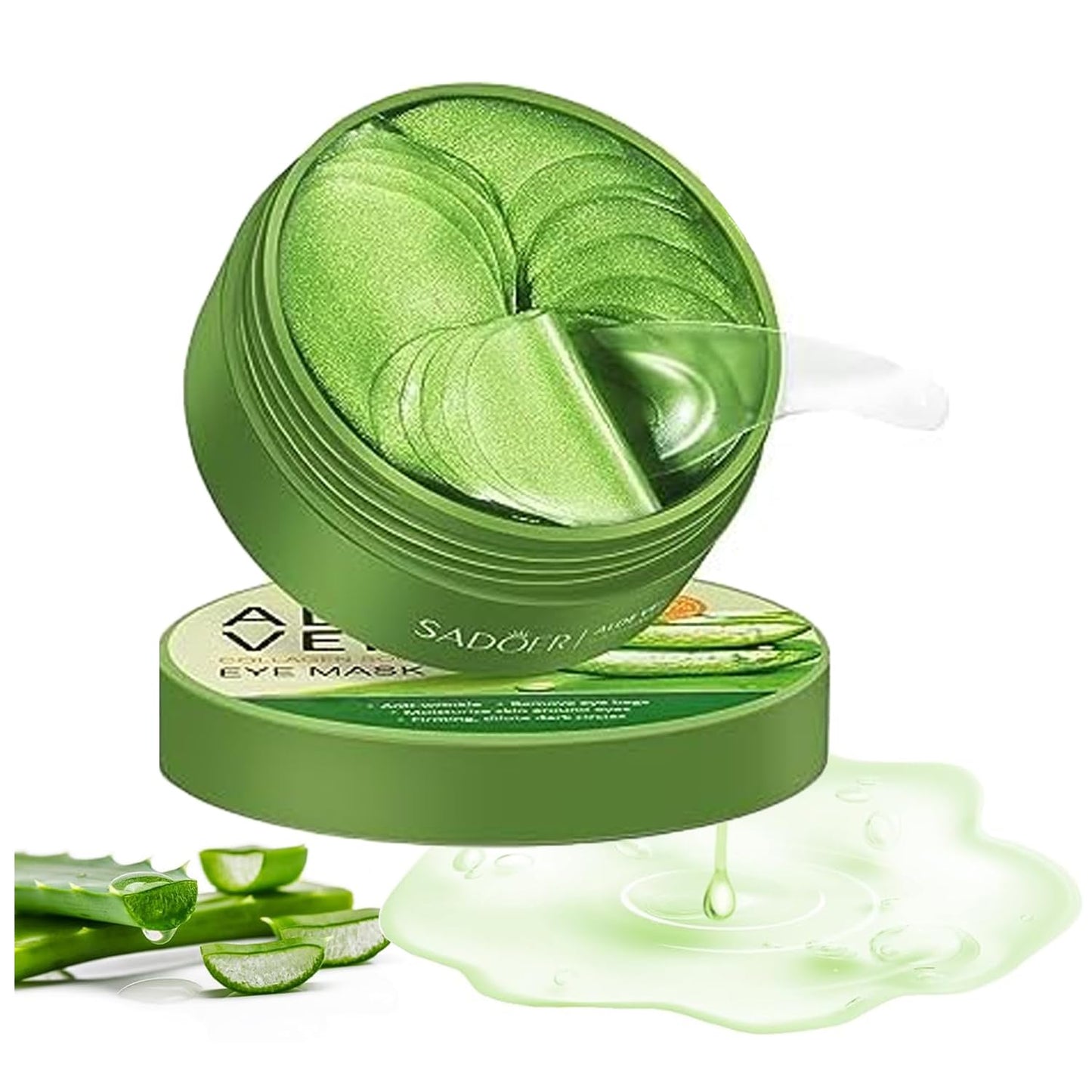 60 PCS Aloe Vera Eye Masks, Gel Collagen Under Eye Patches for Puffy Eyes and Dark Circles Treatments, Reduce Wrinkles and Fine Lines Undereye Patches