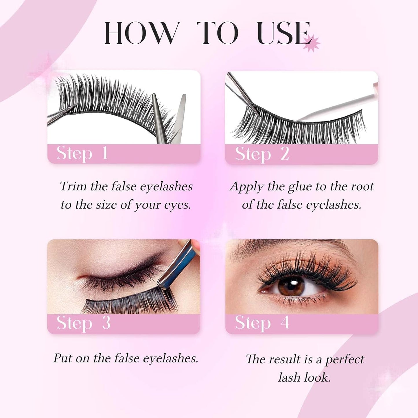False Eyelashes Kit Thick and Voluminous Cat Eye Lashes Wear Comfortable Fake Lashes with Thin Band, 14 Pairs Lash Applicator Tool at Home by FADLASH,LZDD