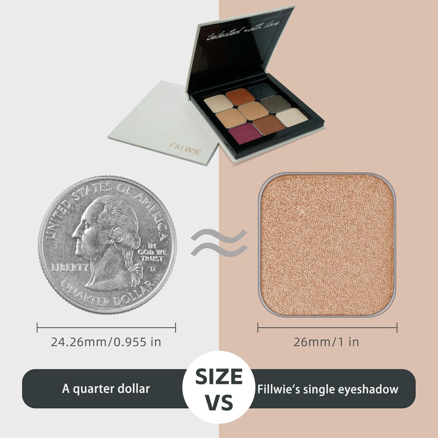 Magnetic single shimmer gold eyeshadow with metal pan, subtle shimmer orange eyeshadow refill pan, mini palette for empty magnetic palette (Ginger Gleam)