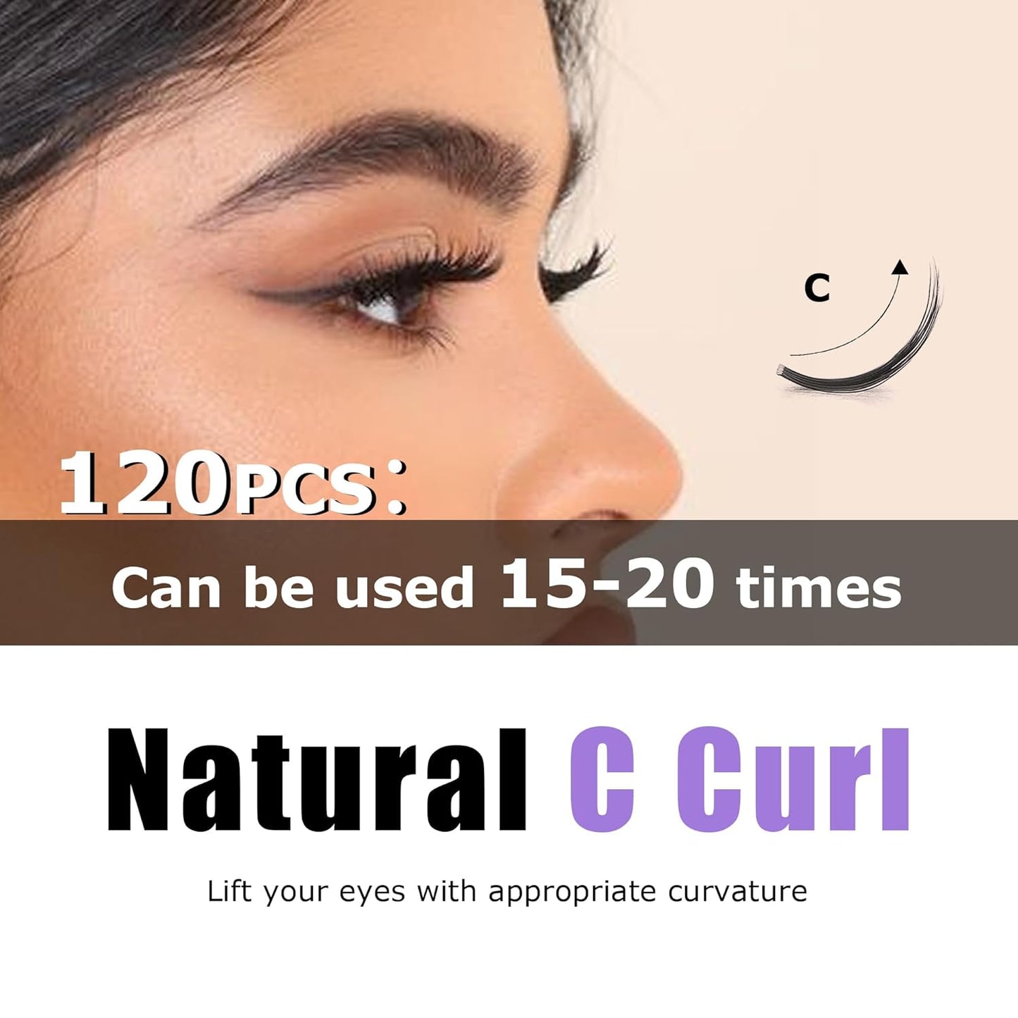 GAQQI Lash Clusters, Eyelash Clusters 120PCS C Curl Individual Lashes, Wispy Cluster Eyelash Extension 14mm Only, Natural Looking Cluster Lashes （GQ15, C Curl, 14mm)