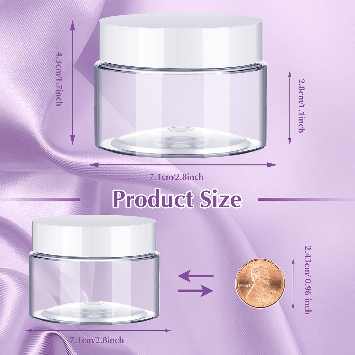 SATINIOR 100 Pcs Plastic Jars with Lids Small Containers Lids Wide Mouth Small Plastic Containers for Lotion Cream Rhinestones Body Butters Travel Storage(4 oz,White)