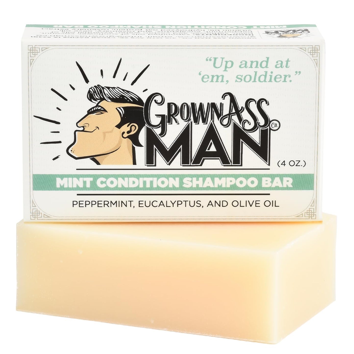 Solid Shampoo Bar Rich Lather 3 in 1: Hair, Beard & Body Wash - Plastic Free & Eco-Friendly, Natural & Organic Clean for All Hair Types, 4oz Bar (Mint Condition, Single)