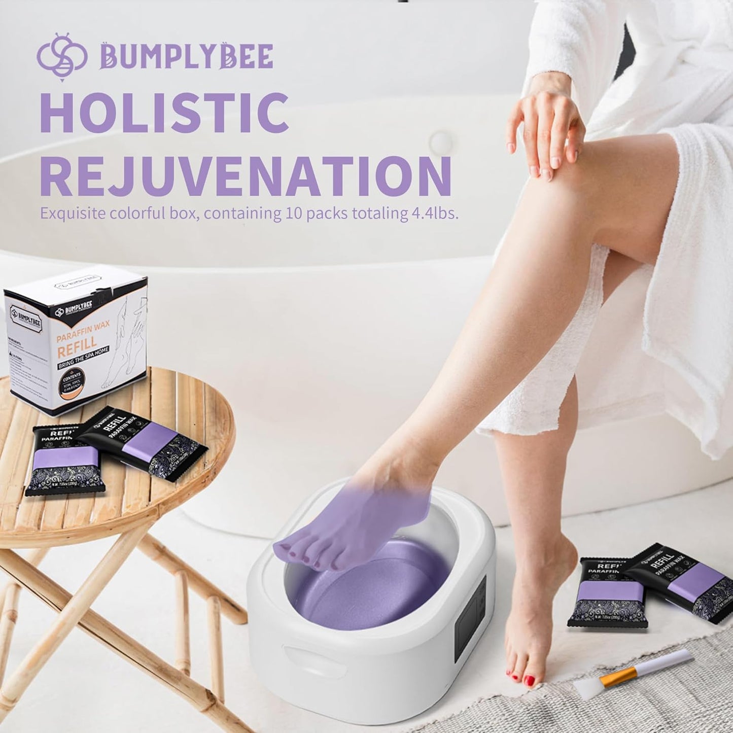 Paraffin Wax Kit - 10 Packs Lavender Paraffin Wax Refills with Silicone Brush - Paraffin Wax for Hand and Feet Refill, Paraffin Wax for Hands, Skin Moisturizing, Non-Greasy, Easy-Peeling