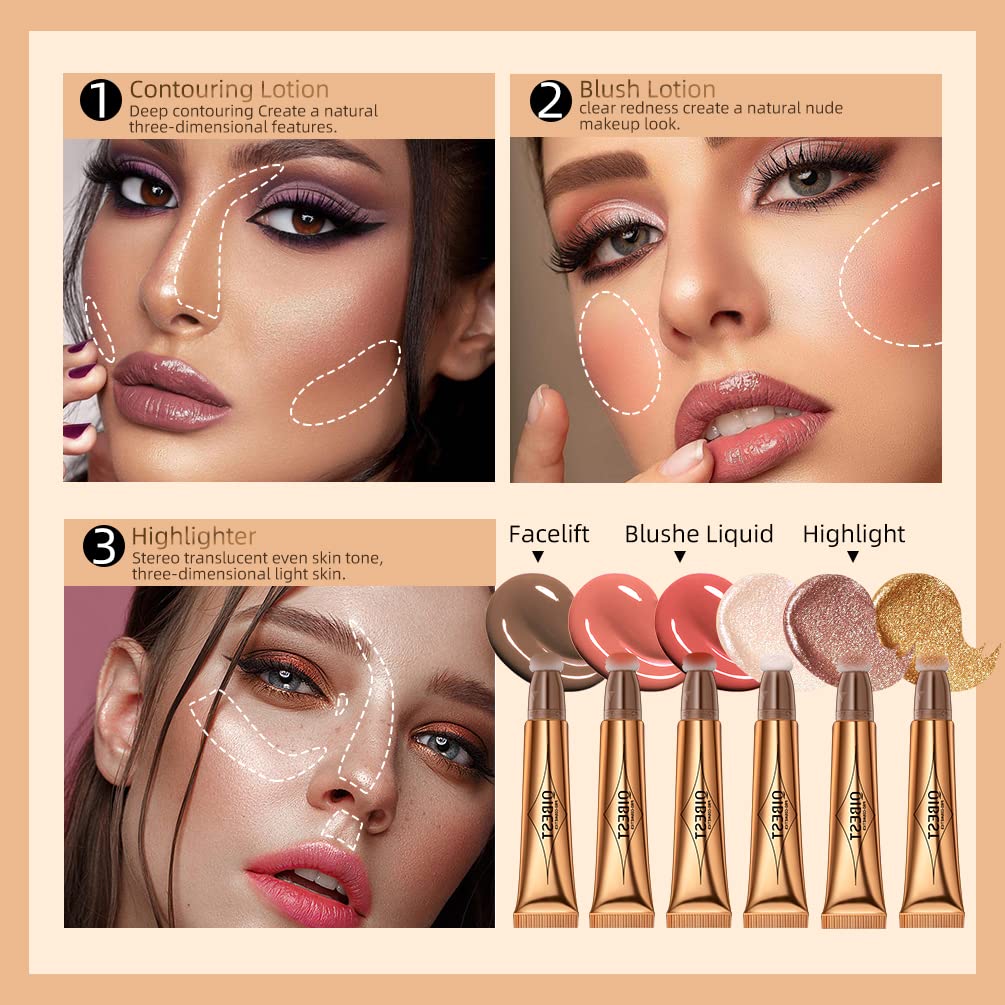 Highlighter Beauty Wand, Cream Liquid Highlighter Makeup Stick, Silky Smooth Face Shimmer Bronzer Stick with Cushion Applicator, Lightweight Body Face Glowing Highlighter, Cruelty-free（Rose Gold）
