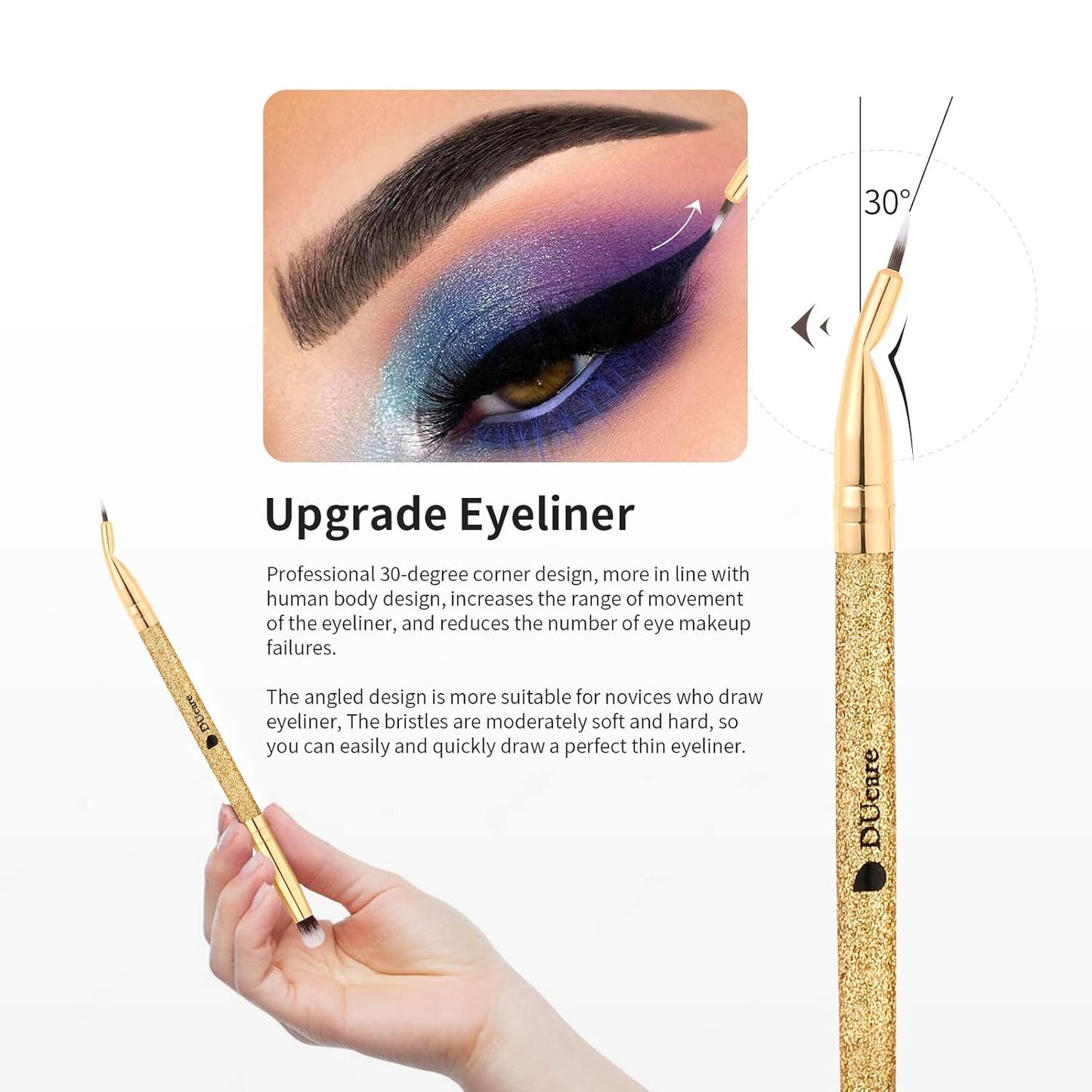 DUcare Eyeshadow Brushes Set Duo End Eye Makeup Brushes Professional Eyeshadow Brush set 5Pcs Travel Concealer Eyebrow Eyelash Eye Liners Blending