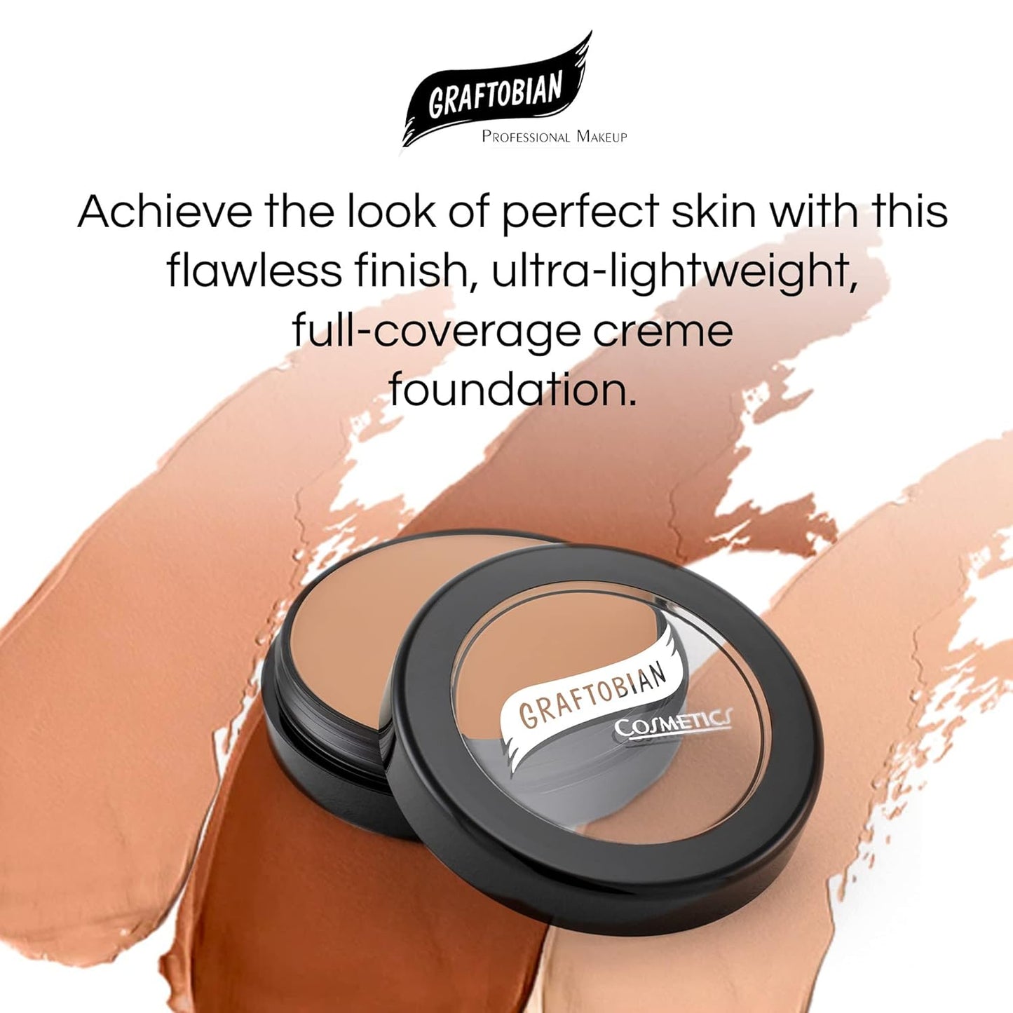 Graftobian HD Glamour Crème Foundation 1/2oz, Weightless Full Coverage Makeup, 65 Inclusive Shades, For All Skin Types, Natural or Full-Glam Looks, For Professionals and Beginners, Winter Wheat