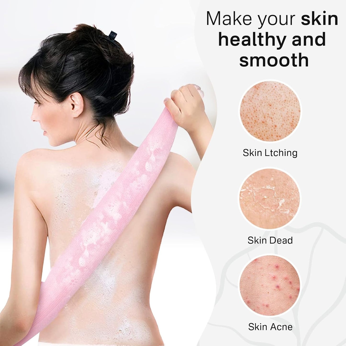 Yiclick Exfoliating Washcloth Towel [3 Pack], Japanese Exfoliating Wash Cloth, Korean Body Scrubber Exfoliator, Back Scrubber Washer for Shower Bath, Body Scrub African Net Sponge Loofah Luffa Colors