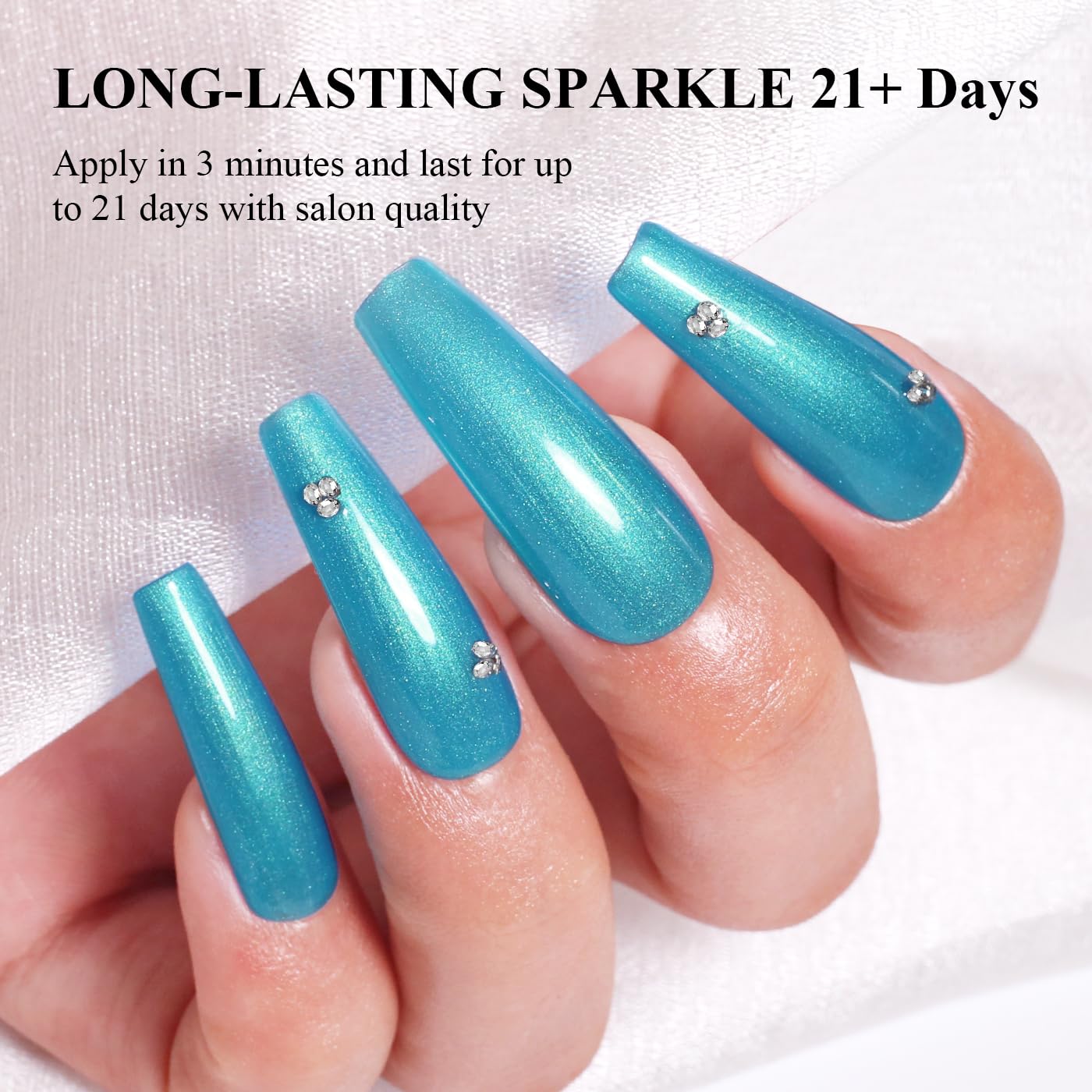 Imtiti Glitter Gel Nail Polish, Bright Blue Pearl Glitter Nail Gel Polish Diamond Shimmer Sparkle Soak Off UV LED Spring Summer Manicure 10ML