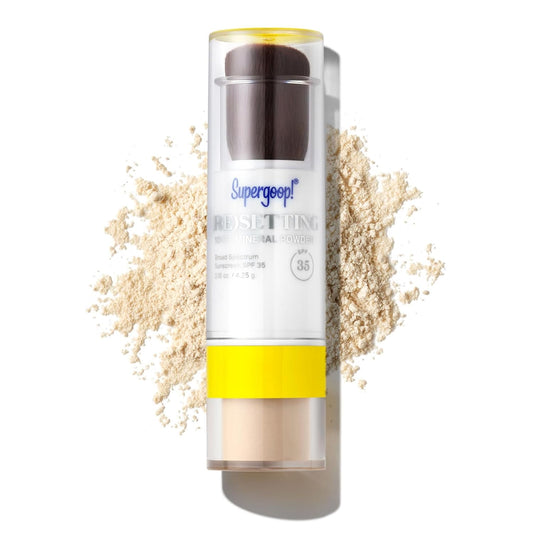 Supergoop! (Re)setting 100% Mineral Powder, Translucent - 0.15 oz - Makeup Setting Powder + Broad Spectrum SPF 35 PA+++ Sunscreen - With Ceramides, Olive Glycerides & Coated Silica Spheres