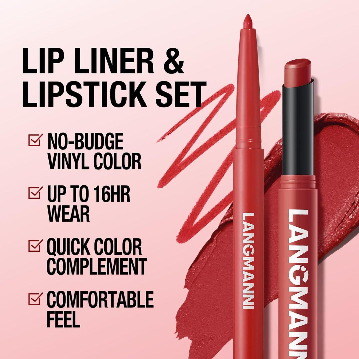 Jolilab 8Pcs Lip Set: 4 Colors Lip Liner+4 Colors Lipstick, Matte/Creamy,Smooth Creamy Texture,Long-Lasting,Bold/Nude Shades for Daily/Party, Vegan, Gift for Makeup Lovers.(#03+05+10+12)